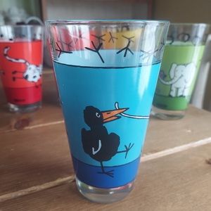 Konitz Germany Crow Tumbler Glass Animal Stories